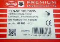 Helios ELS-VF 100/60/35 Ventilatoreinsatz mit 3 Leistungsstufen mit Feuchteverlaufsautomatik 8166