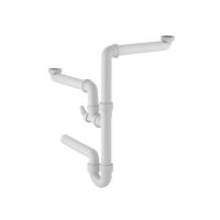 Geberit Kitchen sink drain  G1 1/2x40 mm white for washing machine and dishwasher in PP for two basins 152886111