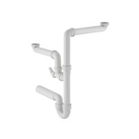Geberit Kitchen sink drain  G1 1/2x50 mm white for washing machine and dishwasher in PP for two basins 152818111