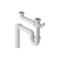 Geberit Spueltisch-Ablauf G1 1/2x50 mm weiss in PP Uni.-Abgangsbogen fuer zwei Becken 152553111