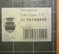 Hansgrohe Push-open waste set for basin and bidet mixers chrome 50100000