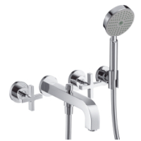 Hansgrohe 3-L.Wannenarmatur Axor Citterio F-Set Wand chrom Kreuzgriff Handbr.ohne Platte 39447000