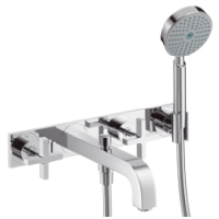 Hansgrohe 3-L.Wannenarmatur Axor Citterio F-Set Wand chrom m.Kreuzgriff Platte Handbr. 39441000