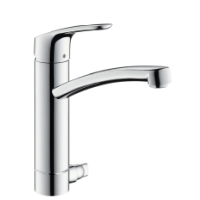 Hansgrohe Spueltischmischer Focus E2 Festauslau chrom mit Geraeteabsperrventil 31803000