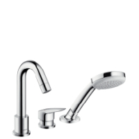 Hansgrohe 3-Loch Wannenmischer Logis F-Set chrom Wannenrandmontage 71310000