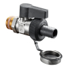 Oventrop Ball Valve Optiflex DN10 3/8 male thread with Hose connection & cap Ms nickel-plated 1033351