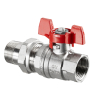 Oventrop Ball Valve Optibal T-handle DN32 1 1/4 female thread & Screw connection with male thread PN16 Ms 1075810