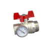 Oventrop Ball Valve red handle with Thermometer 3/4 female thread x 1 male thread flat-sealing 1406483