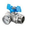 Oventrop Ball Valve  blue handle with Thermometer 3/4 female thread x 1 male thread  flat-sealing 1406583