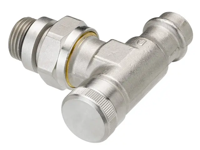 Danfoss Lockshield Valve RLV 15 R 1/2 Pressfit angle nickel plated 003L1825