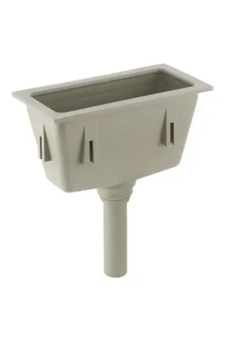 Geberit Trichter rechteckig PP grau d 50mm 295x145 mm m.eckigem Rand u.Ventilsieb 352389081
