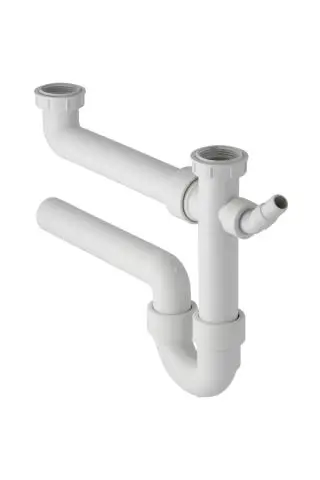 Geberit Spueltisch-Ablauf G1 1/2x50 mm weiss in PP Objektmodell fuer zwei Becken 152715111