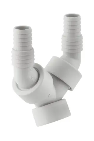 Geberit Doppelschlauchtuelle weiss mit Rueckschlagklappen in PP 152767111
