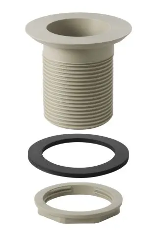 Geberit Ablaufventil mit Rg 60 x 1/8 grau fuer Steinzeugbecken PP 352329081