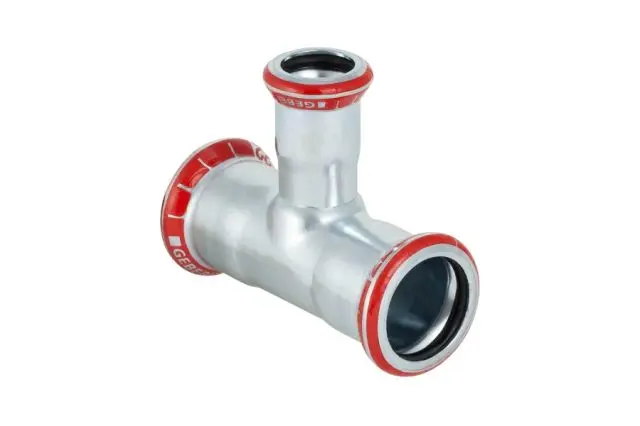Geberit Mapress Carbon Steel T-piece diameter 22x15x22 90 degrees  reduced zinc-plated 21206