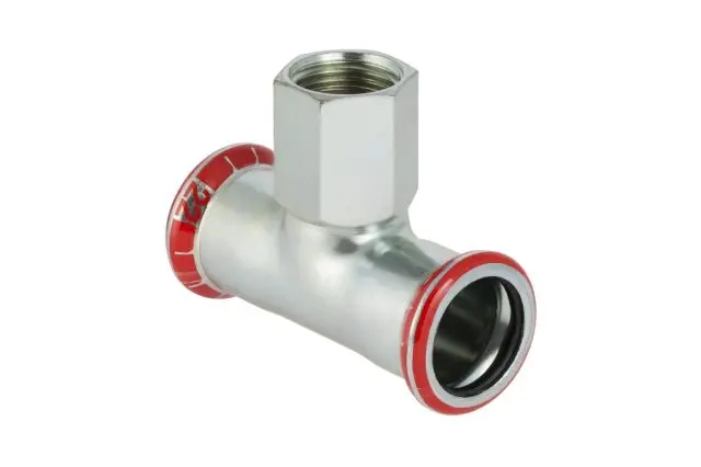 Geberit Mapress Carbon Steel T-piece diameter 28xRp1/2x28 with female thread zinc-plated 21309