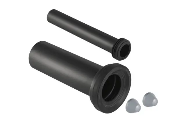 Geberit PE Anschlussgarnitur fuer WWC d 110 mit 2 chromfarbigen Deckkappen L: 300 mm 152439461