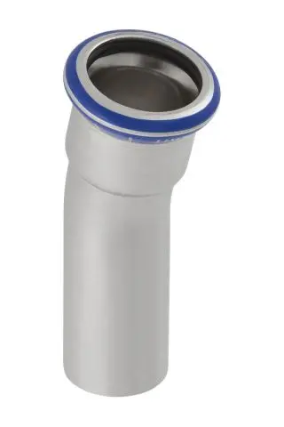 Geberit Mapress Edelstahl Bogen 15  Grad d 22 mit Einschubende (Cr-Ni-Mo-Stahl) 36113