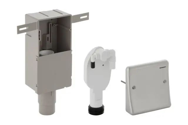 Geberit  Unter Putz -Geruchsverschluss Edelstahl fuer Waschmaschine und Trockner in Turmanordnung 152233001