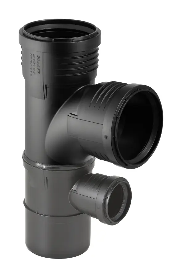 Geberit Silent-PP DoppelabzweigMAX 88,5  Grad einseitig mit Muffen DN/OD 90/90/50 390456141