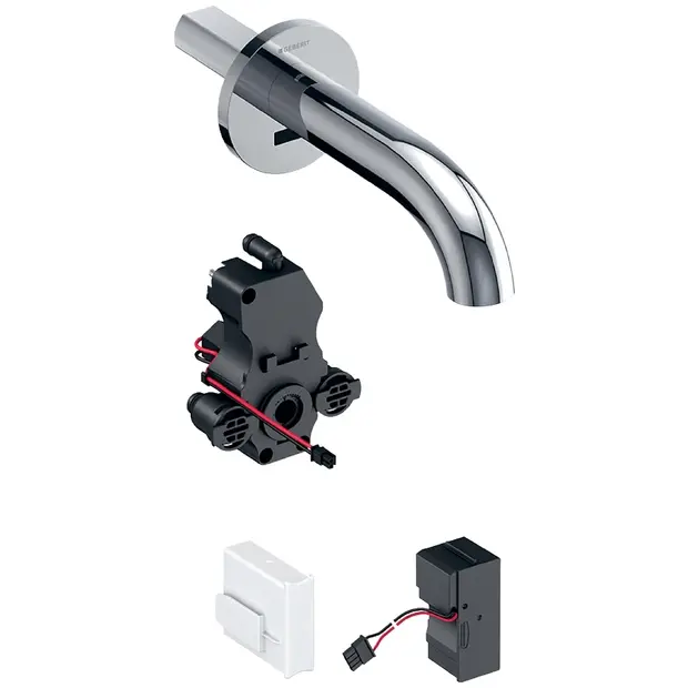Geberit Waschtischarmatur Piave, Wandmontage mit UP-Funktion Netz L 17cm mit Mischer 116262211
