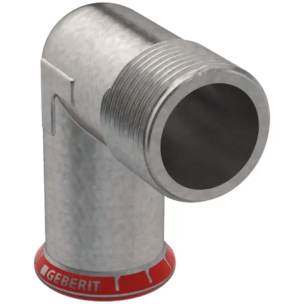 Geberit Mapress C-Stahl Übergangswinkel 90Gr mit AG d15-R1/2 verzinkt 21613