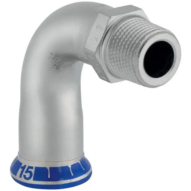 Geberit Mapress Edelstahl Übergangsbogen 90Gr mit AG d15-R3/8 30502