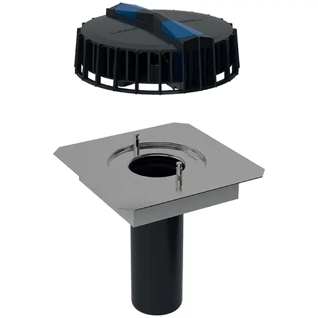 Geberit Pluvia Dachwassereinlauf mit Anschlussblech für Rinnen: 25l/s 359100001
