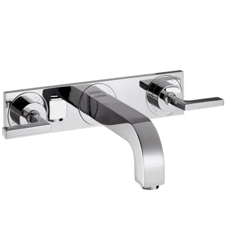 Hansgrohe 3-Loch Waschtischarm.Axor Citterio Wand F-Set lang chrom m.Platte u.Hebelgr 39148000