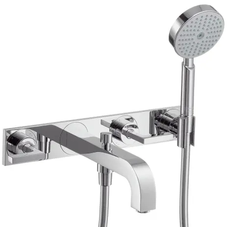 Hansgrohe 3-L.Wannenarmatur Axor Citterio F-Set Wand chrom m.Hebelgriff Platte u.Handbr. 39442000