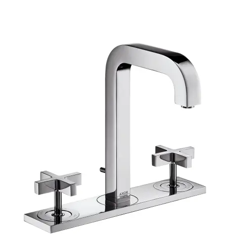 Hansgrohe 3-Loch Waschtischarmatur Axor Citterio chrom mit Platte u.Kreuzgriffen 39134000