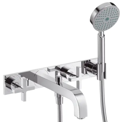 Hansgrohe 3-L.Wannenarmatur Axor Citterio F-Set Wand chrom m.Kreuzgriff Platte Handbr. 39441000