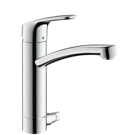 Hansgrohe Spueltischmischer Focus E2 Festauslau chrom mit Geraeteabsperrventil 31803000