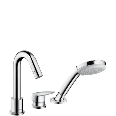 Hansgrohe 3-Loch Wannenmischer Logis F-Set chrom Wannenrandmontage 71310000