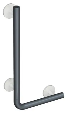 Hewi Winkelgriff, AM:600mm, W:300mm Stützen u. Ros. reinweiß anthrazgr 950.22.10099 92 950221009992
