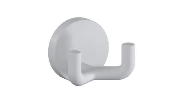 Hewi Doppelhaken Ser 477, matt, d:50mm, eckige Hakenform lichtgrau 477.90B025 97 47790B02597