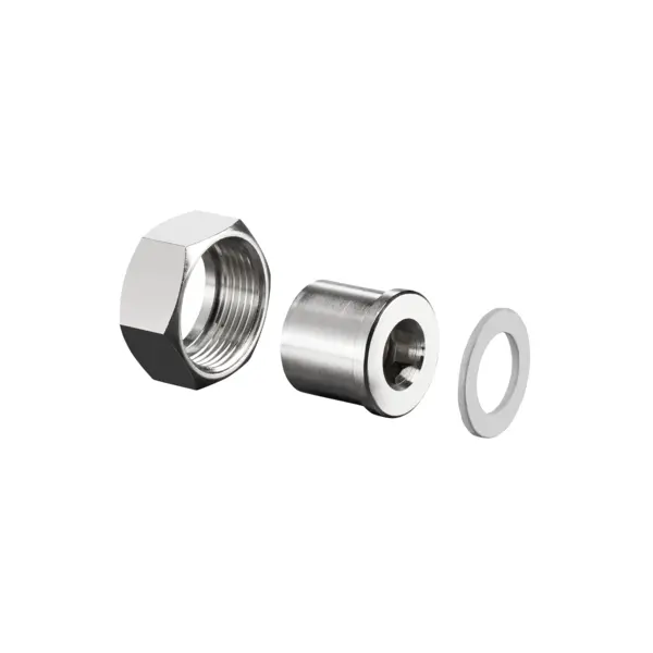 Oventrop Screw connection flat-sealing to bypass pipe DN15 1/2 internal thread & union nut 7/8 internal thread 1019384