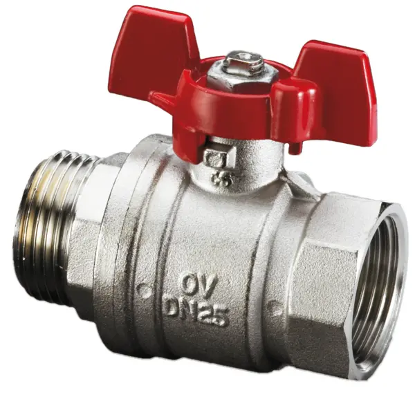 Oventrop Ball valve Optibal T-handle DN25 G 1 internal thread G 1 external thread PN16 brass 1076308