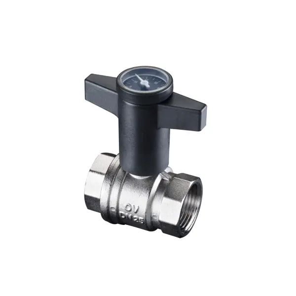 Oventrop Ball Valve Optibal with Thermometer lever handle both ports internal thread 3/8 1078003