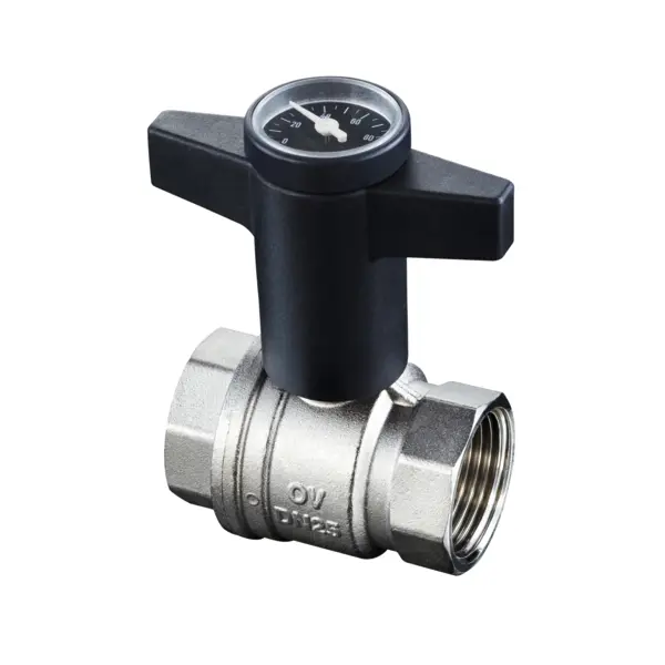 Oventrop Ball Valve Optibal with Thermometer lever handle both ports internal thread 1 1/2 1078012