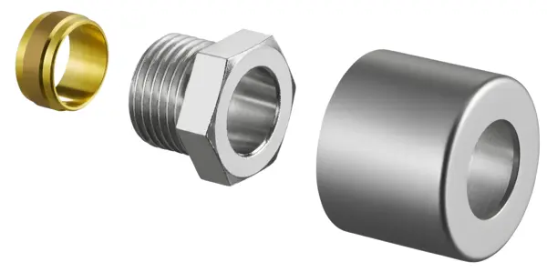 Oventrop Compression ring fitting Screw connection set for E 1/2 x15mm Stainless steel design 1169593