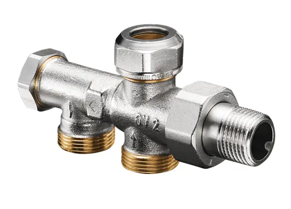 Oventrop Einrohr-Anschlussstück Uno  m.Absperrung, M24 x 1.5 AG, Abstand 35mm 1182151
