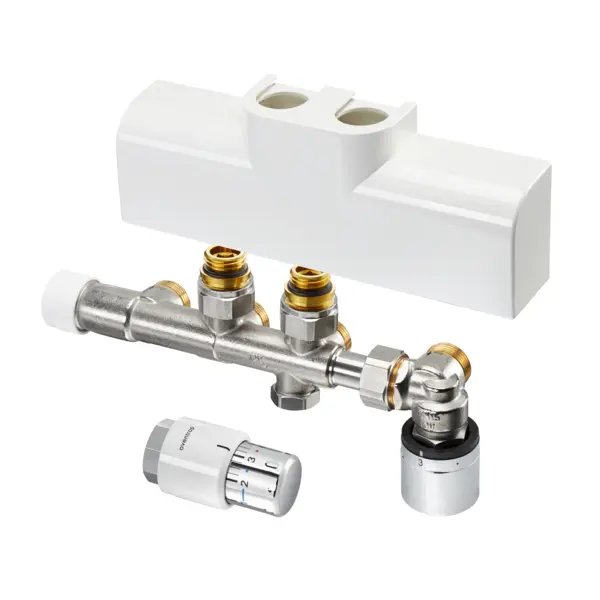 Oventrop Connection-Set for bathroom Radiator  Multiblock T-RTL / Uni SH  angle pattern white 1184188