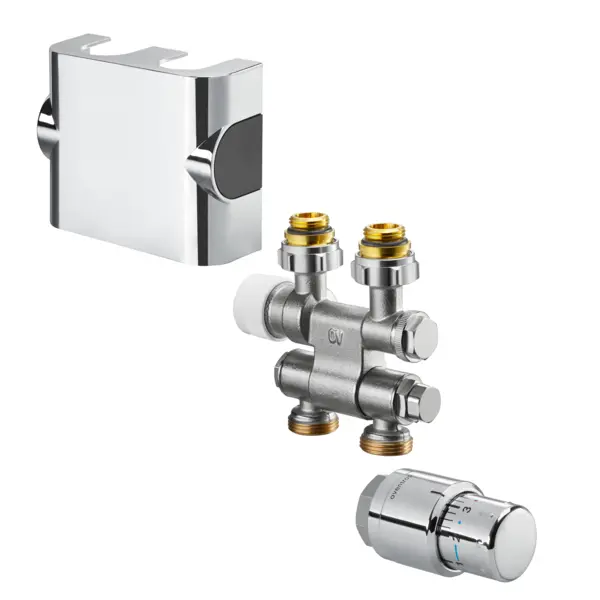 Oventrop Connection-Set for bathroom Radiator Multiblock TF/Uni SH pivoting chrome-plated 1184235