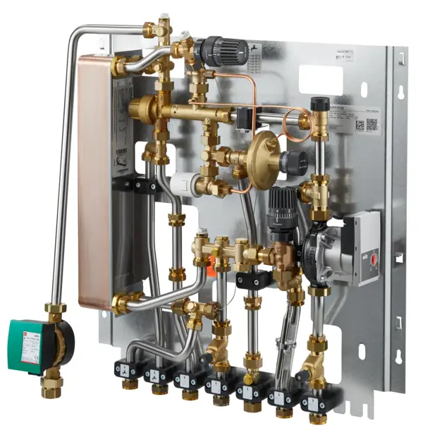 Oventrop Wohnungsstation  Regudis W-HTF  m.Zirk.,m.Mischer,17 l/min,WT kupfergel. 1341442