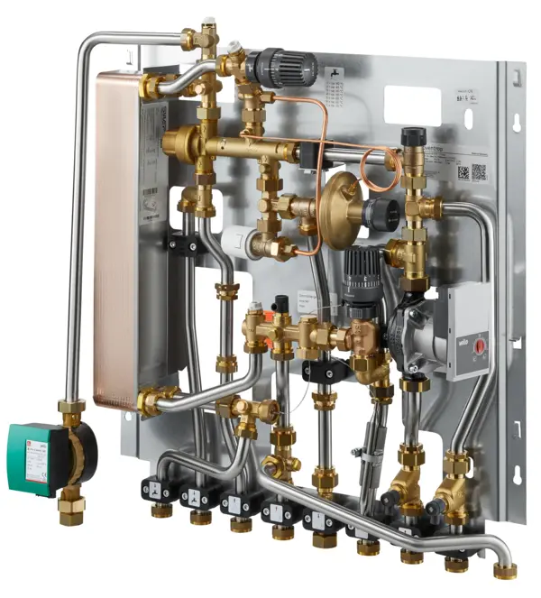 Oventrop Wohnungsstation  Regudis W-HTF  HT ,m. Zirk,m. Mischer,17 l/min,WT kupf 1341542
