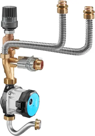 Oventrop Flow temperature control module for surface heating circuits for Regudis W-HTE dwelling stations, with Reguflow 15-6/130 TS high-efficiency pump 1344554