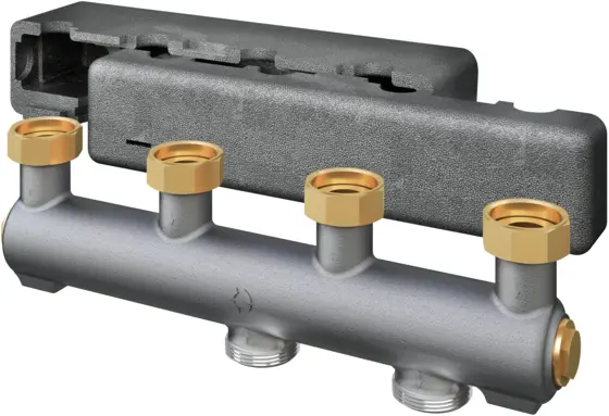 Oventrop Distributor for Regumat DN 25 with thermal insulation, for 2 heating circuits, cast iron 1351570