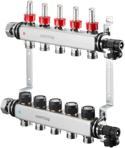 Oventrop Multidis SF Heating circuit manifold with flow regulating inserts 0-5 l/min, 12 circuits 1405962