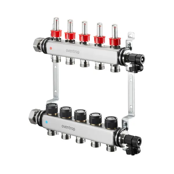 Oventrop Multidis SF Stainless steel distributor/collector 1" with integrated flow measuring and regulating devices in the flow distributor, 0-5 l/min, 11 circuits 1406361